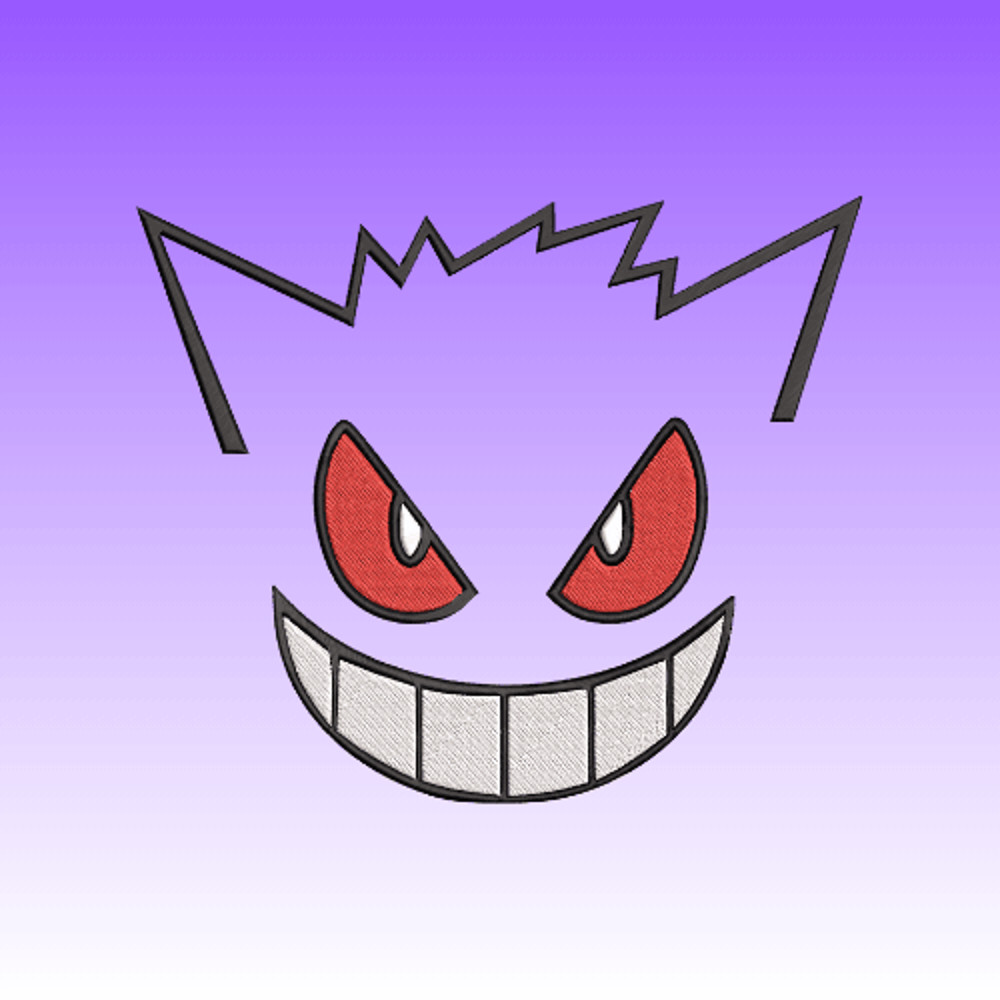 Pokemon  Gengar Face  Embroidery  Vector Art  Digital Download 1