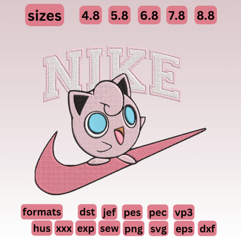 Pokemon  Jigglypuff  Embroidery  Vector Art  Digital Download 0