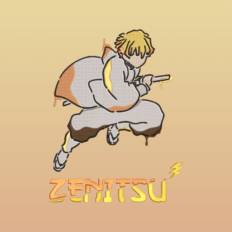 Demon Slayer Zenitsu Agatsuma Embroidery Vector Art Digital Download 1