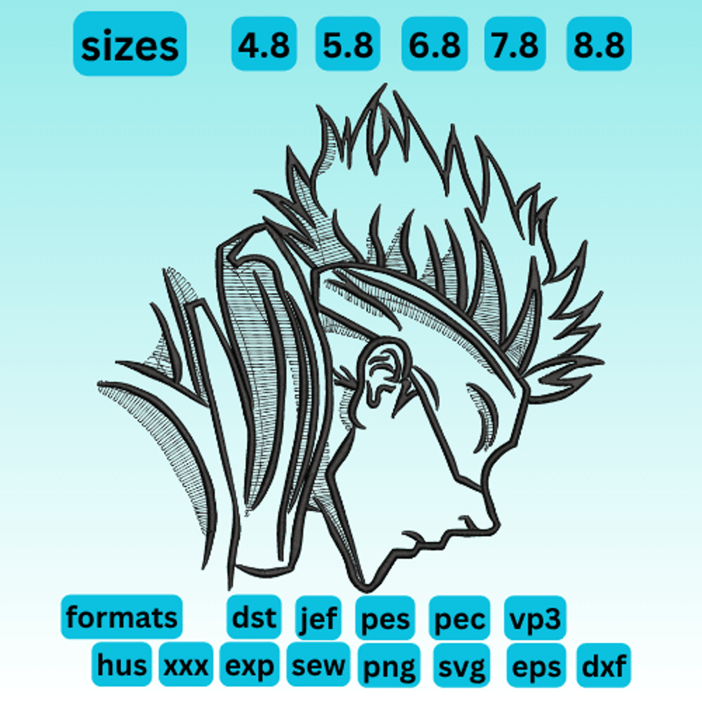 Gojo Infinity Style  Embroidery  Vector Art  Digital Download 0