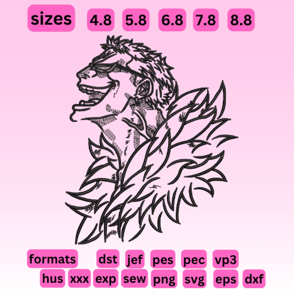 Doflamingo From One Piece Embroidery Vector Art Digital Download 0