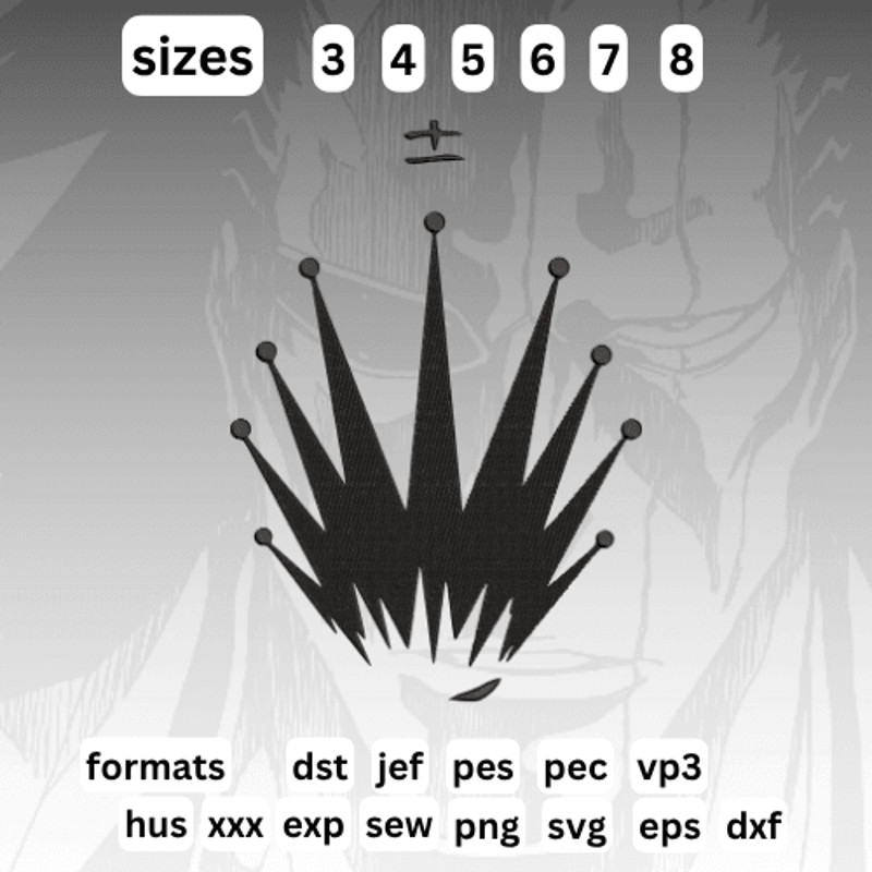 Zaraki Bleach Embroidery Vector Art Digital Download 0