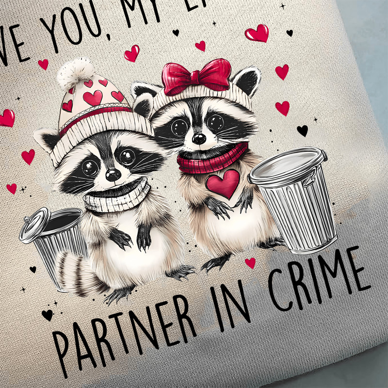 Love Raccoons Png Valentines Day Png Retro Valentine Shirt Design Love You My Little Partner In Cri 0