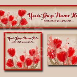 uplift store banner - floral design - red tulips