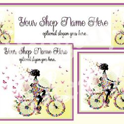 uplift store banner - boutique design - girl on bicycle