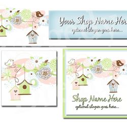 uplift store banner - boutique design - pastel birdhouse
