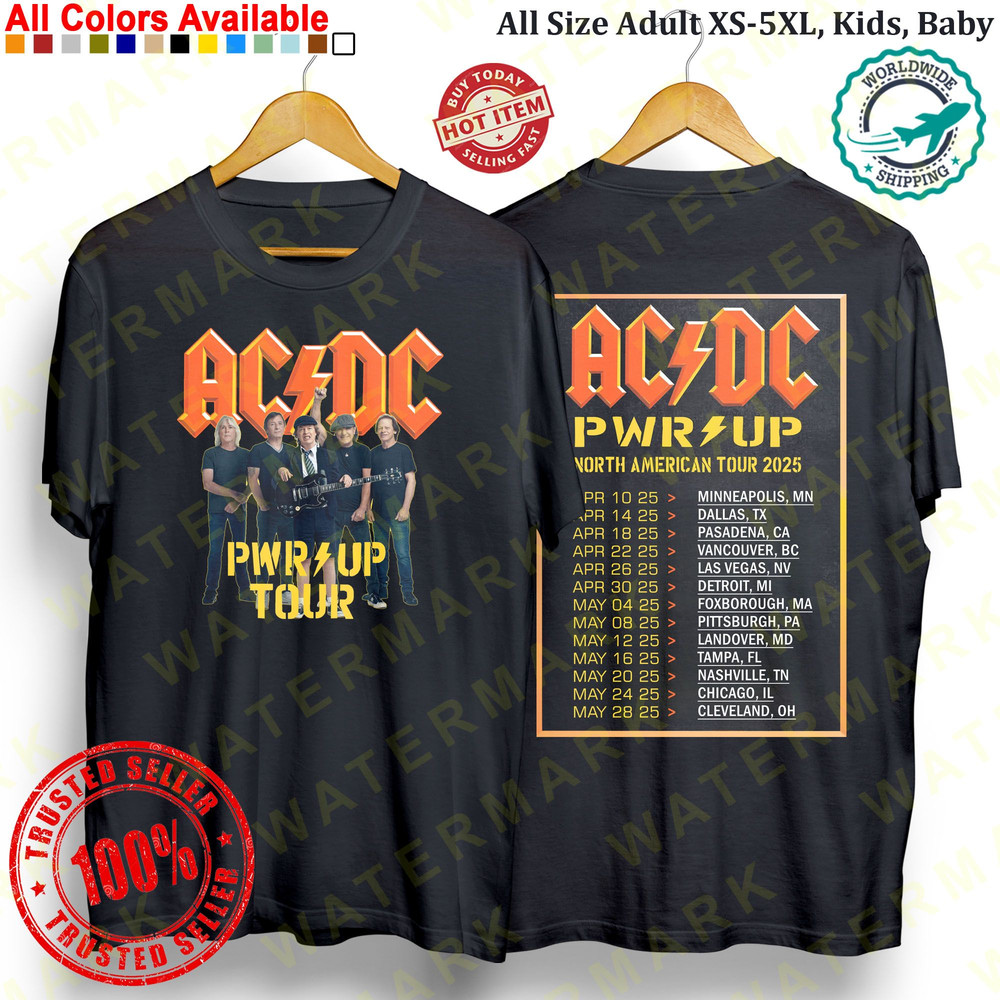 THE ACDC POWER UP NORTH AMERICAN TOUR 2025 Tshirt Concert Album Shirt Adult S5XL 0