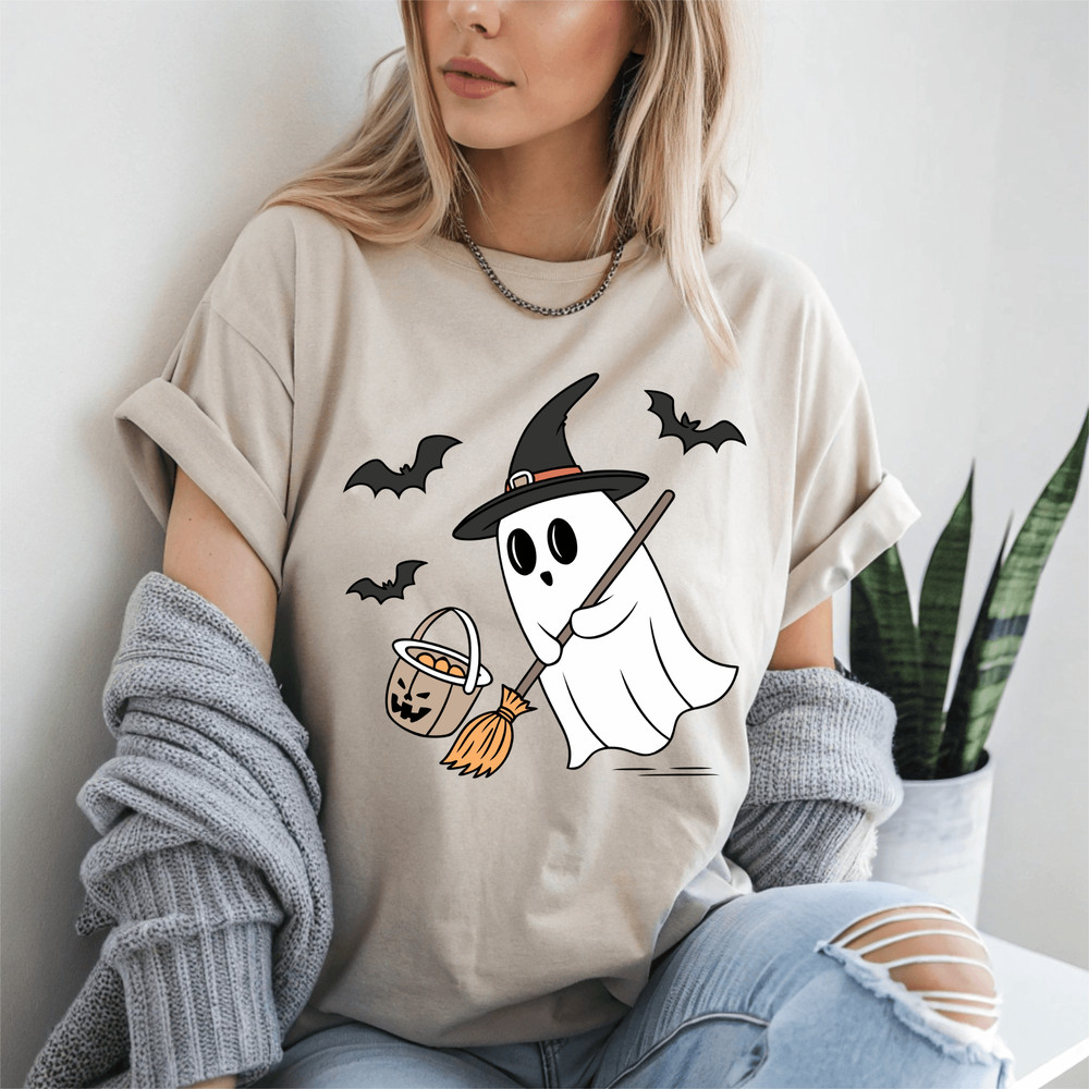 Ghost Witch SVG  Cute Halloween Ghost With Witch Hat  Spooky Fall Cricut Cut File  Kids Halloween C 1