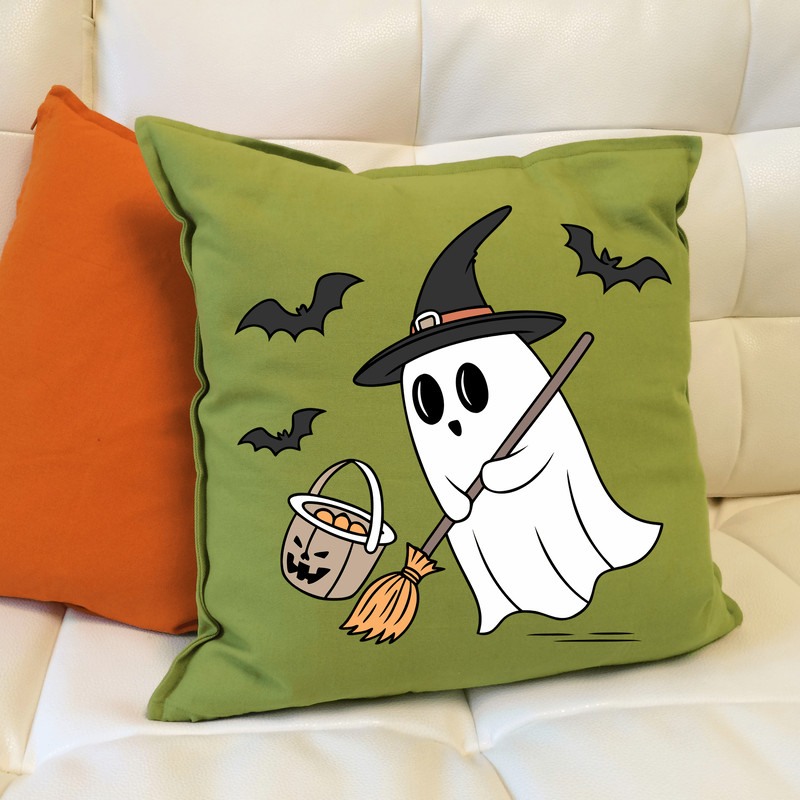 Ghost Witch SVG  Cute Halloween Ghost With Witch Hat  Spooky Fall Cricut Cut File  Kids Halloween C 2