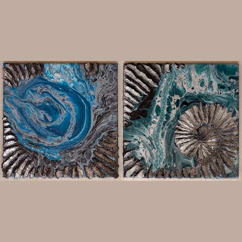 Modern Painting Interior Acrylic on Canvas. Sea foam Seascape Fluid Art Abstract Painting Blue Ocean Sea Painting