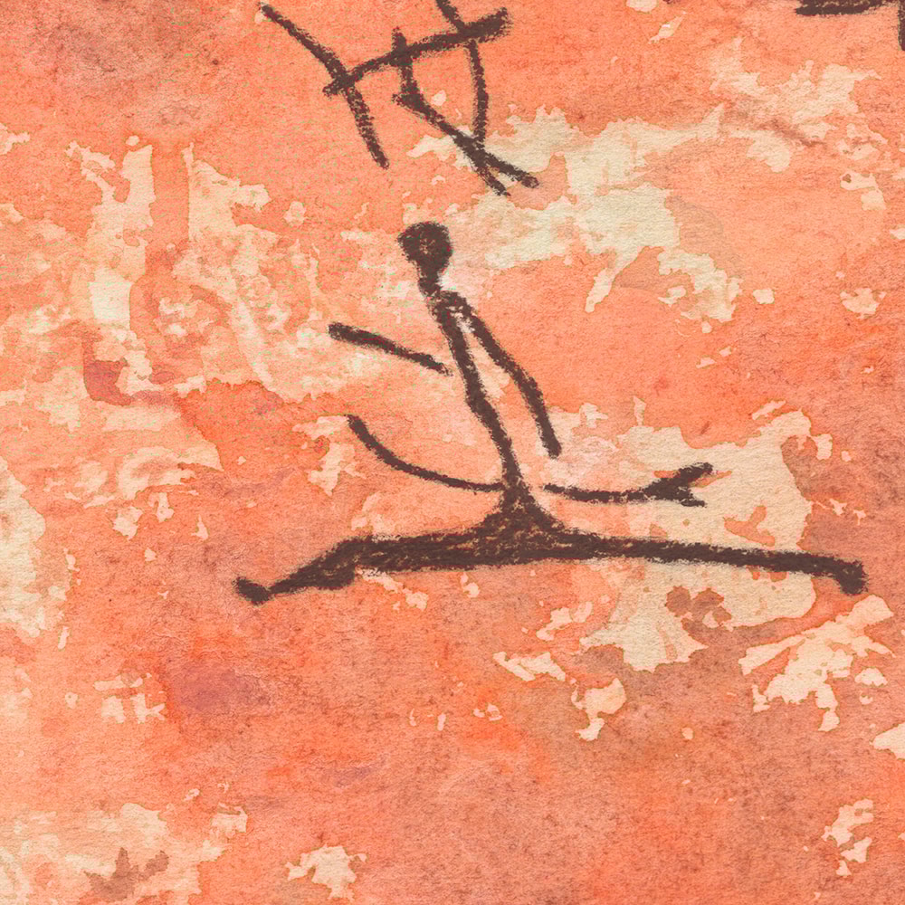 DrawingofaprehistorichuntersisamodernabstractwatercolordrawingonpaperPaintingforinter