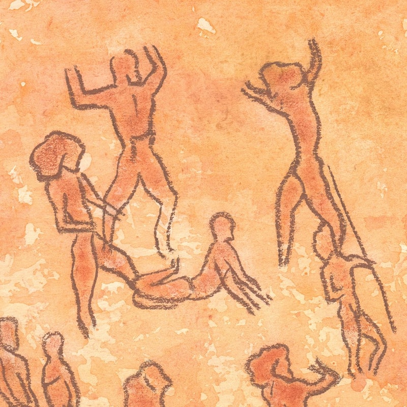 Modern Painting Interior Watercolor Painting Abstract Painting Pastel Drawing Prehistoric Man Art