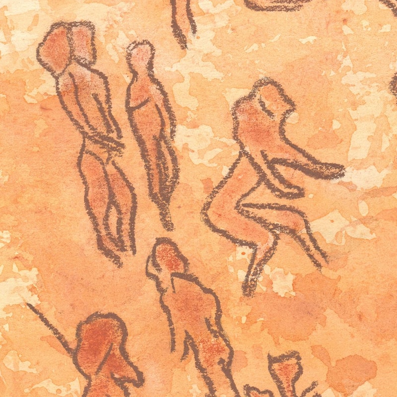 Modern Painting Interior Watercolor Painting Abstract Painting Pastel Drawing Prehistoric Man Art