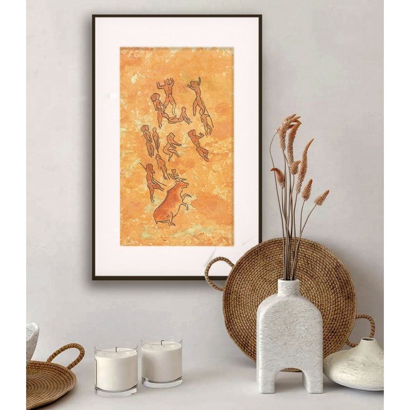 Modern Painting Interior Watercolor Painting Abstract Painting Pastel Drawing Prehistoric Man Art