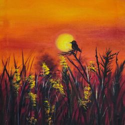 sunset scenery oil painting