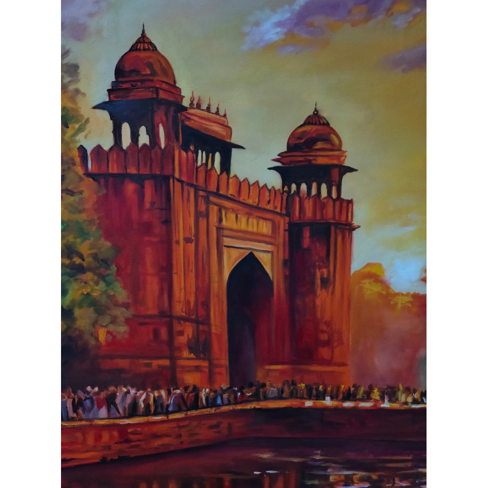 Landscape Oil Painting Lahore Fort 0