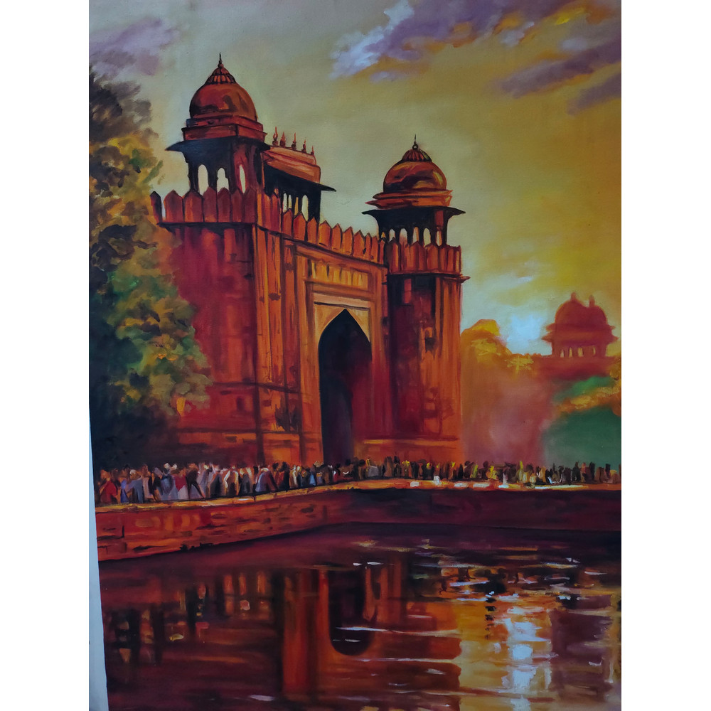 Landscape Oil Painting Lahore Fort 4