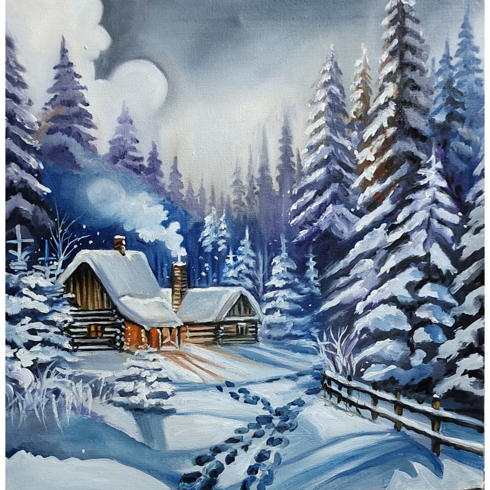 Snowy Weather Landscape Oil Painting 0