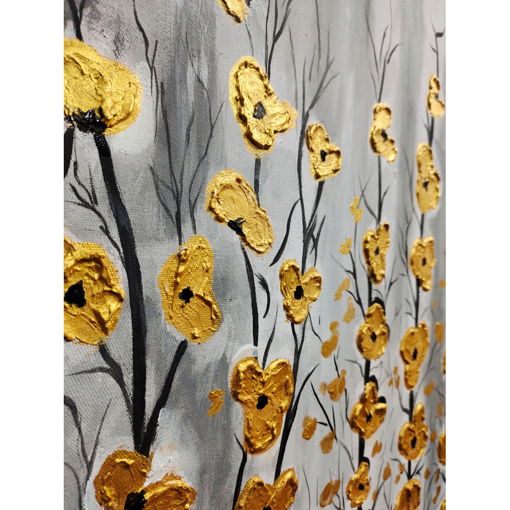 GOLDEN Flowers Moderan Art Oil Painting 1