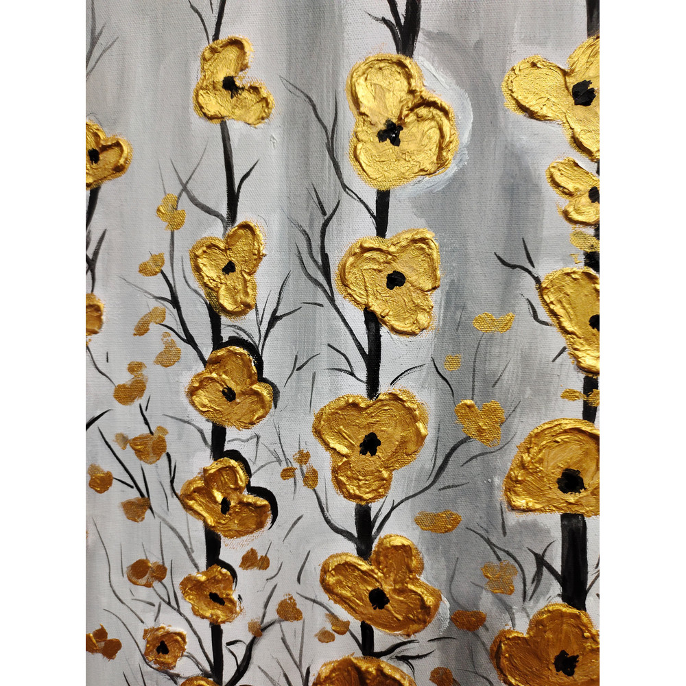 GOLDEN Flowers Moderan Art Oil Painting 2