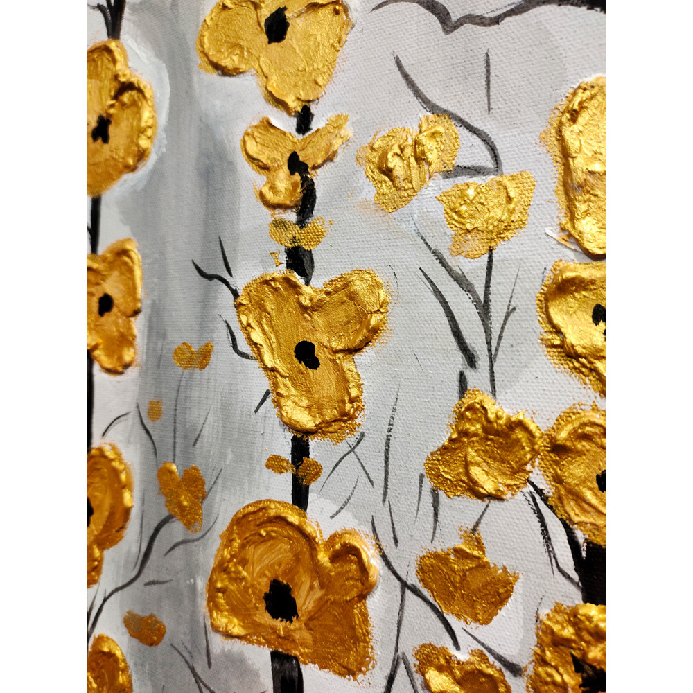 GOLDEN Flowers Moderan Art Oil Painting 3