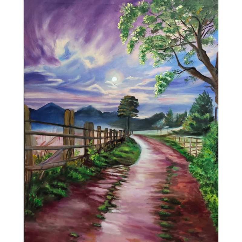 Village Road Landscape Oil Painting 1