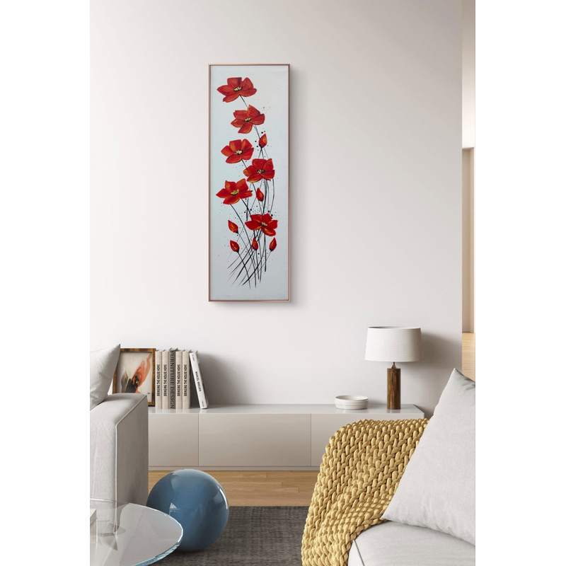 Red Flowers With Black Branches Oil Painting 1