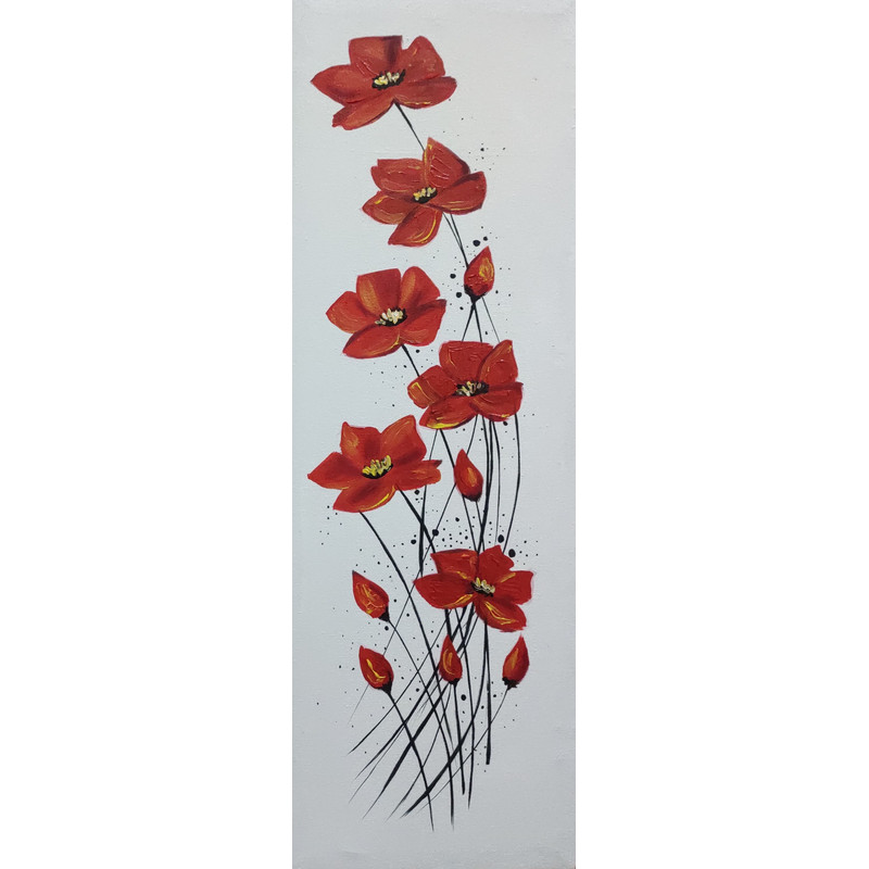 Red Flowers With Black Branches Oil Painting 0