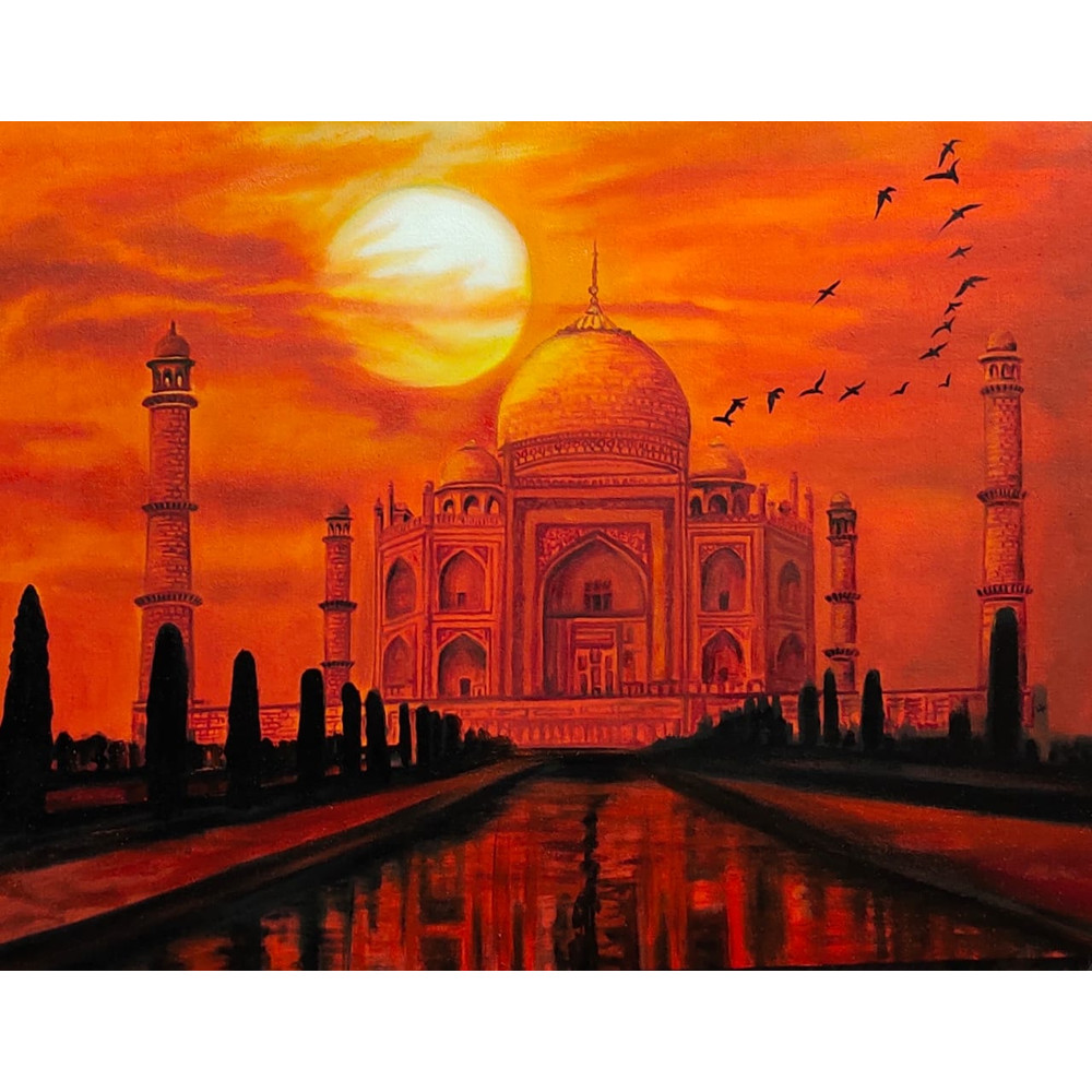 Majestic Taj Mahal At Sunset Oil Painting 0