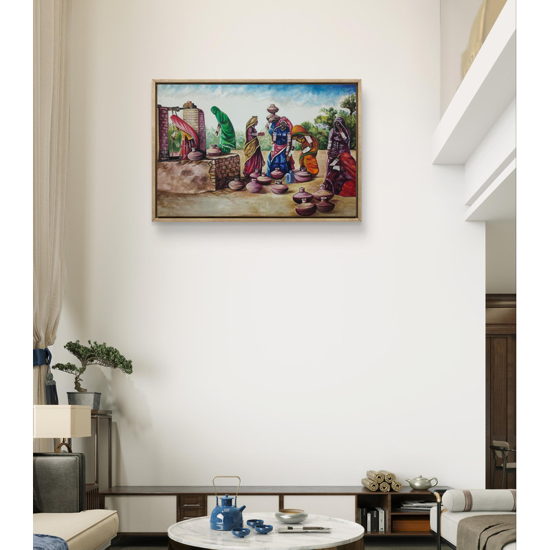 Oil Painting Of Rajasthani Women 1