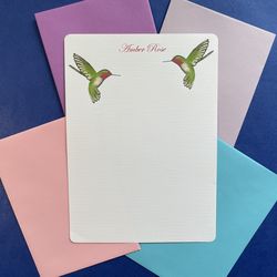 hummingbird duo, writing paper stationery - set of 36