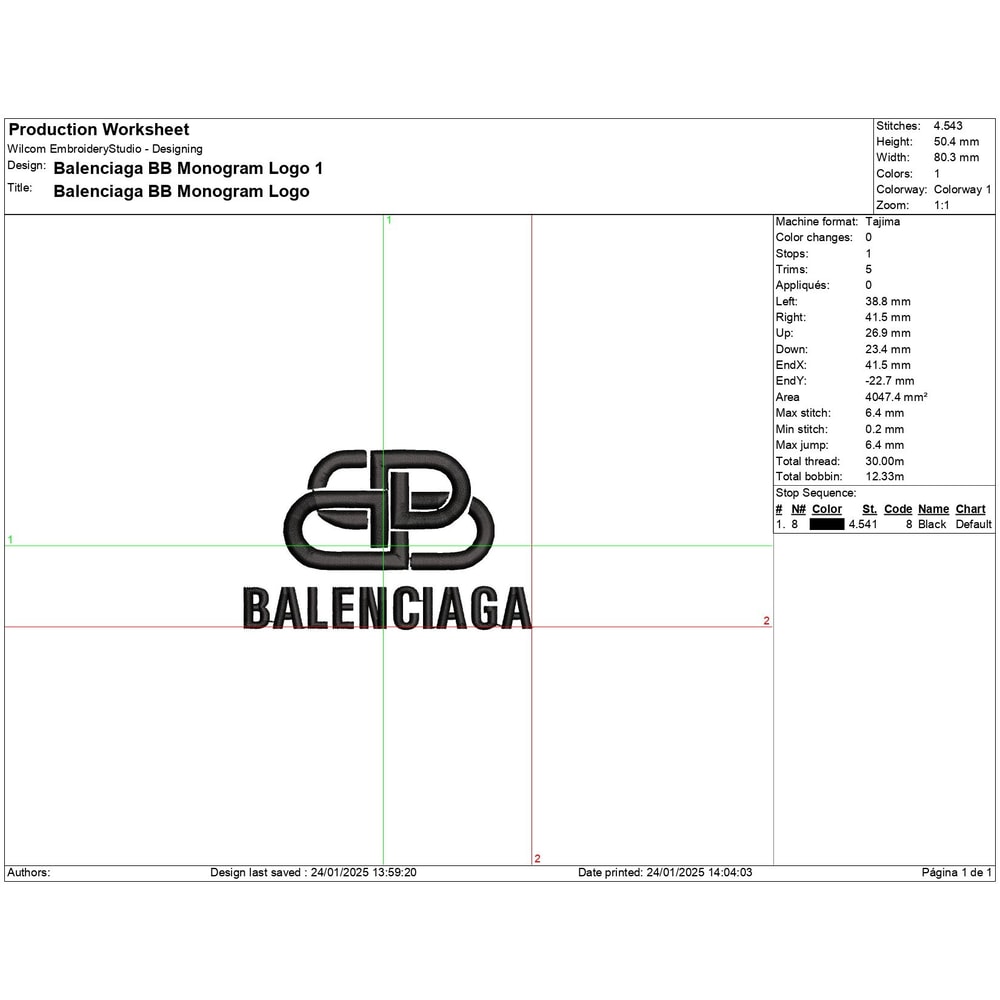Balenciaga BB Monogram Logo Embroidery Design Balenciaga Embroidery Logo Design Embroidery File Ins 1