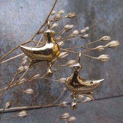 Cute handmade bronze birds earrings,handmade ukrainian dove bronze earrings,handmade birds bronze jewellery,dove jewelry