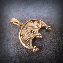 Small women necklace amulet,lunula bronze necklace pendant,ukrainian moon jewellery,fertility amulet,motherhood talisman