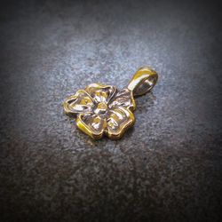 Small flower handmade brass necklace pendant,five petals flower brass jewellery pendant,ukrainian brass jewellery, flowe