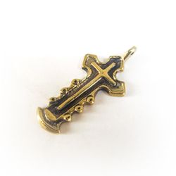 Handmade brass cross necklace pendant,Vintage Brass Cross,Rustic Brass Cross,ukrainian brass cross jewellery,christian