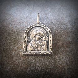 Virgin Mary silver necklace pendant,Virgin Mary necklace charm,ukraine handmade silver jewellery,virgin Mary