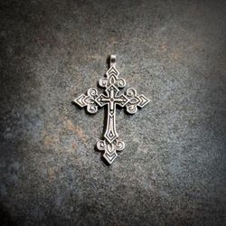Silver cross necklace pendant,handmade silver Cross jewellery,christianity necklace pendant,christianity gift,ukrainian