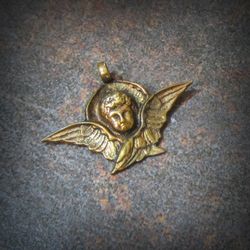 Angel brass necklace pendant,cherub brass necklace pendant,angel brass charm,ukrainian Jewelry,Angel for jewelry making