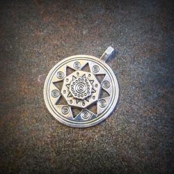 Silver Sun symbol medallion,Vintage silver jewellery,ukrainian sun symbol jewellery locket,sun symbol necklace pendant,c