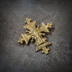 Handmade rustic brass cross necklace pendant,hutsul Brass Cross Pendant,ukraine brass necklace jewelry charm,traditional
