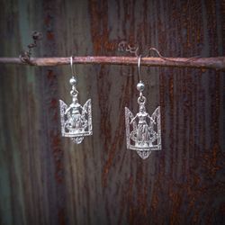Cossack trident handmade silver earrings,ukraine cossacks earrings,ukrainian emblem tryzub earrings,ukrainian symbol