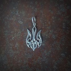 Silver trident necklace pendant,silver tryzub necklace pendant,silver ukraine emblem tryzub,ukrainian silver jewellery