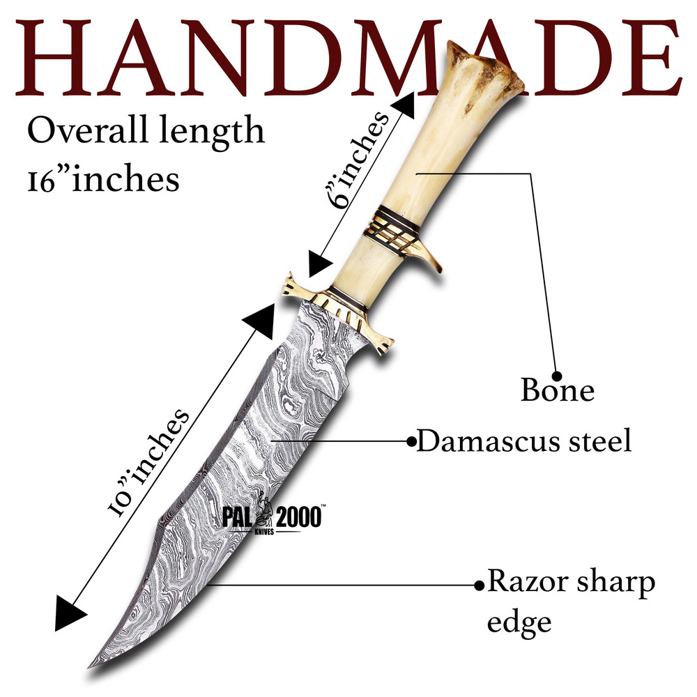 Handmade Damascus Steel 16 Inches Hunting Bowie Knife 9871 5