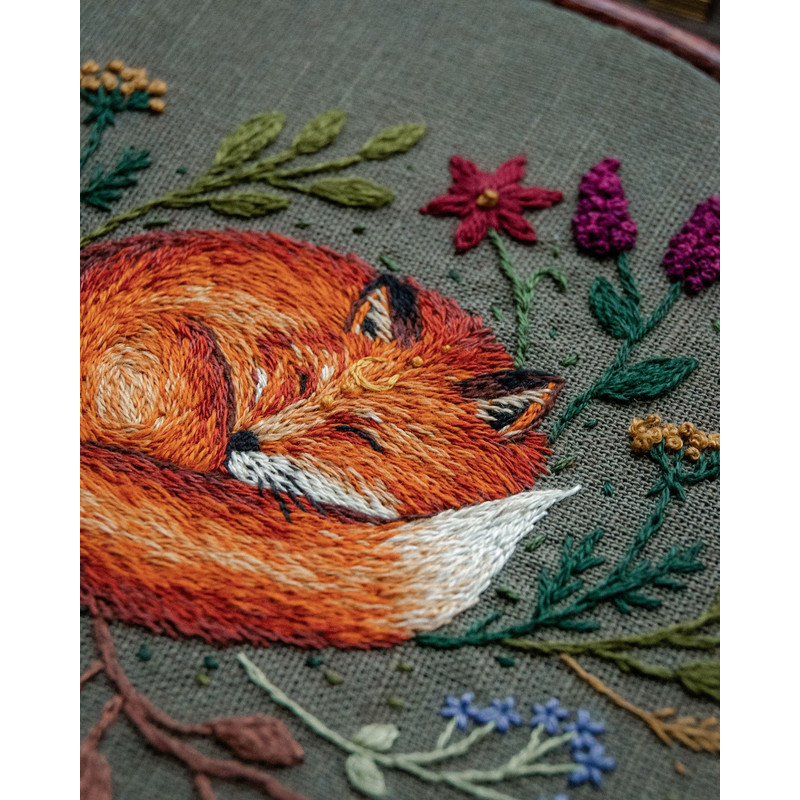 PDF Tutorial Foxy In The Meadowland Hand Embroidery Pattern Animal Thread Painting Embroidery Patte