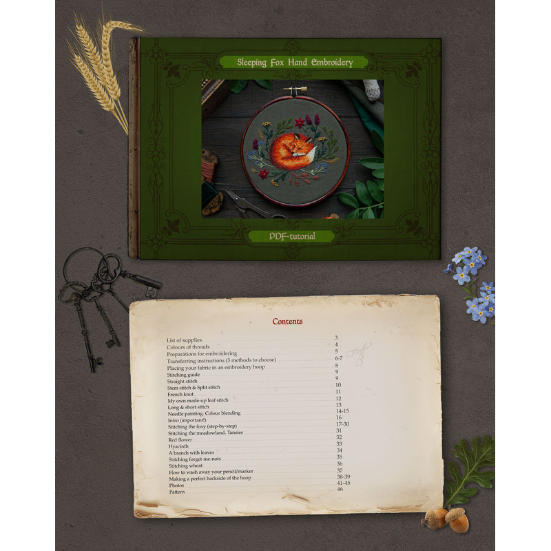 PDF Tutorial Foxy In The Meadowland Hand Embroidery Pattern Animal Thread Painting Embroidery Patte