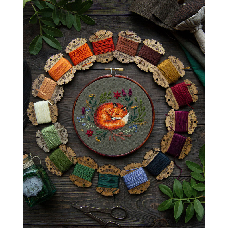 PDF Tutorial Foxy In The Meadowland Hand Embroidery Pattern Animal Thread Painting Embroidery Patte