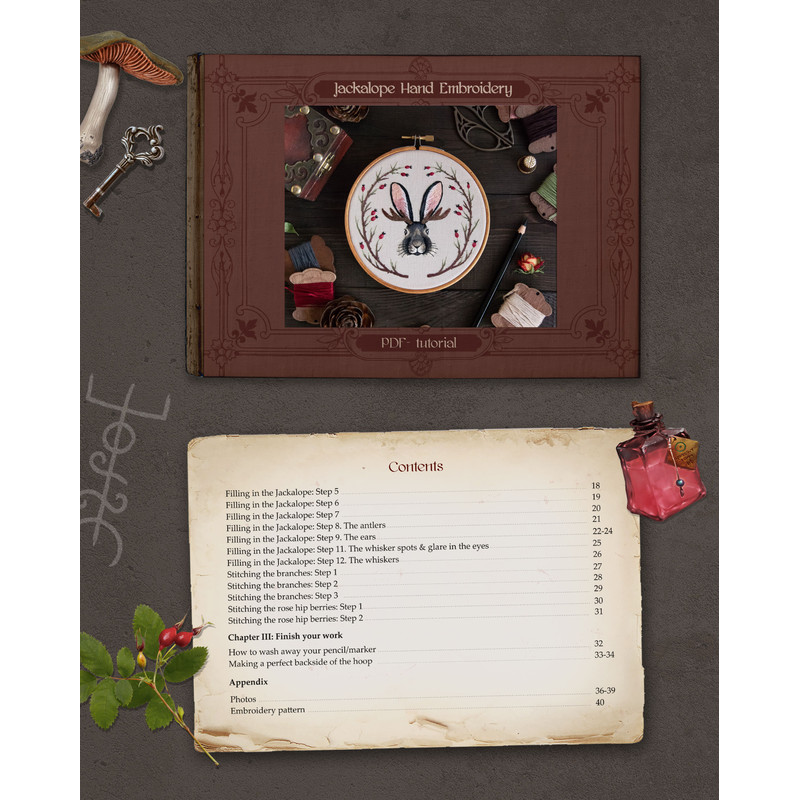 PDF Tutorial Jackalope Hand Embroidery Pattern Embroidery PDF Pattern For Beginners DIY 0