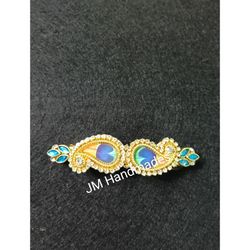peacock theme barrette centre clip (handmade)