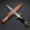 Handcrafted Damascus Steel Dagger Brass Guard Ebony Handle Leather Sheath 0